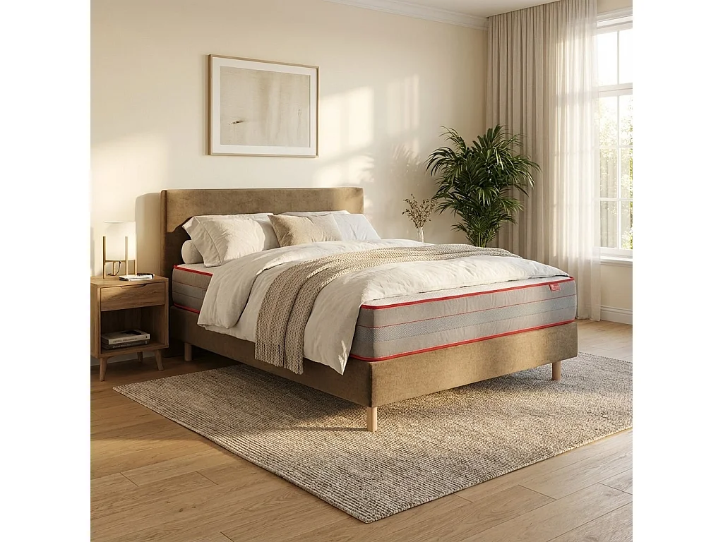 Conjunto Luxury y Sommier 20cm Tribu Taupe Talla 190 x 80 cm Altura 62 cm