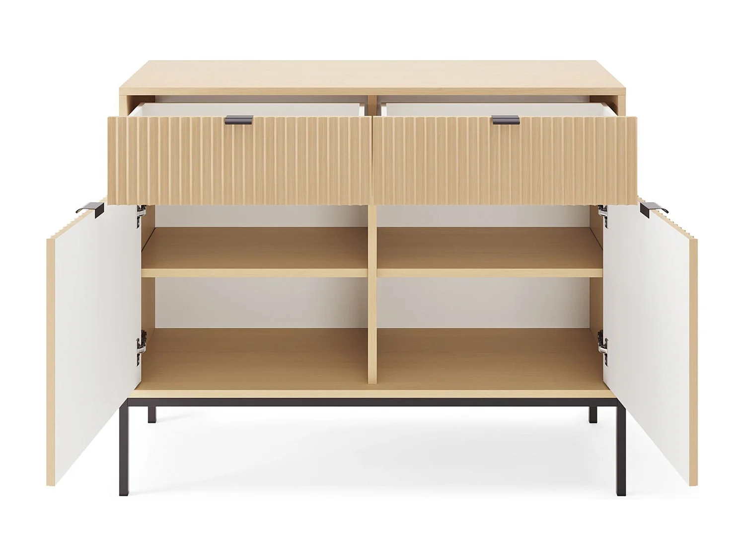 Sideboard met 2 deuren – Eiken Vicenza-look met zwart frame – 104 cm – VELLORE