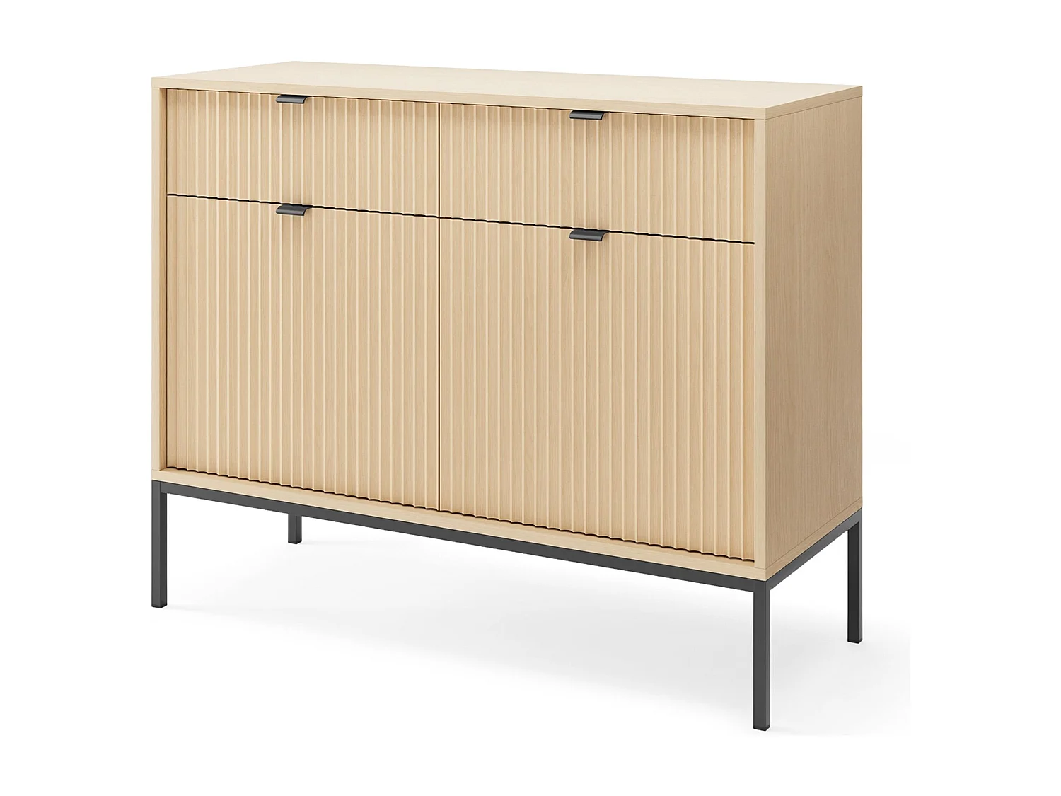 Sideboard met 2 deuren – Eiken Vicenza-look met zwart frame – 104 cm – VELLORE