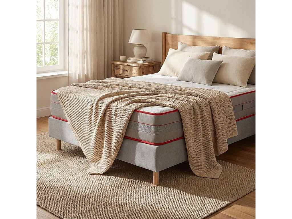 Conjunto Luxury y Sommier 20cm Tribu Cement Talla 200 x 150 cm Altura 62 cm