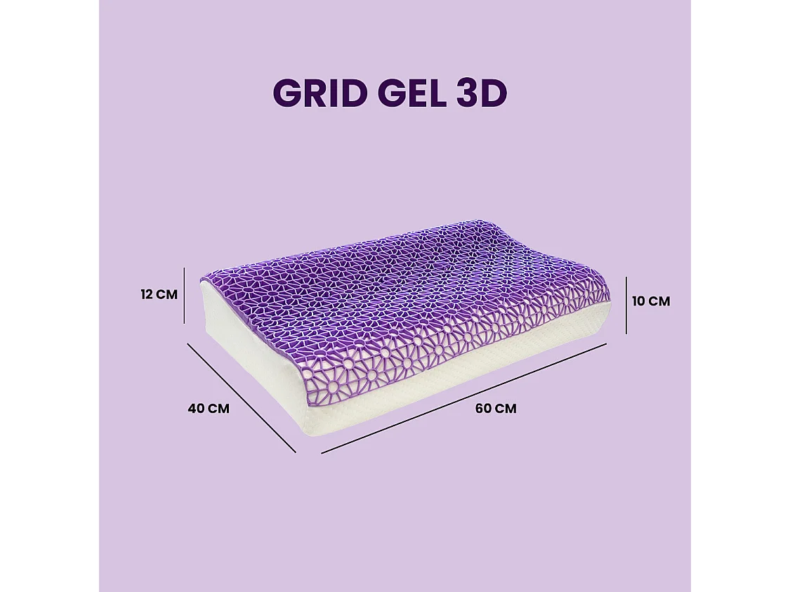 Almofada GRID GEL 3D Cervical Tamanho  Altura 12 cm