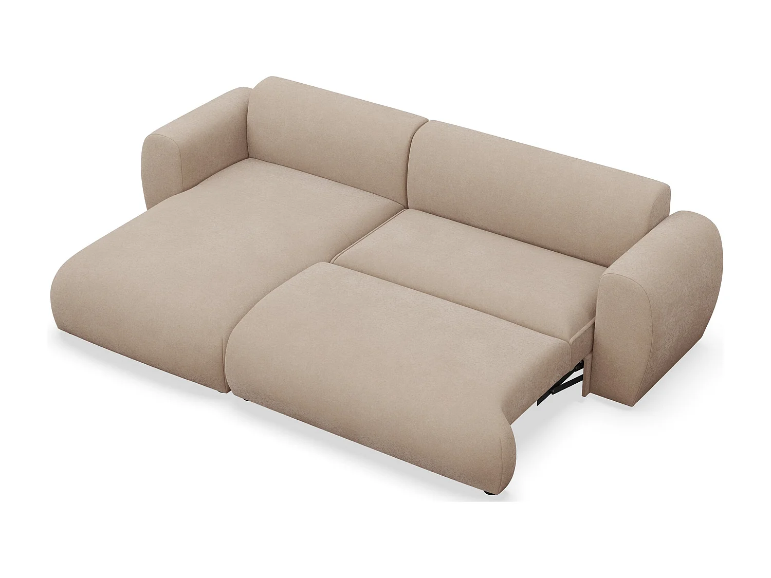 Canapé d'angle convertible 3 places en tissu chenille beige EMIA