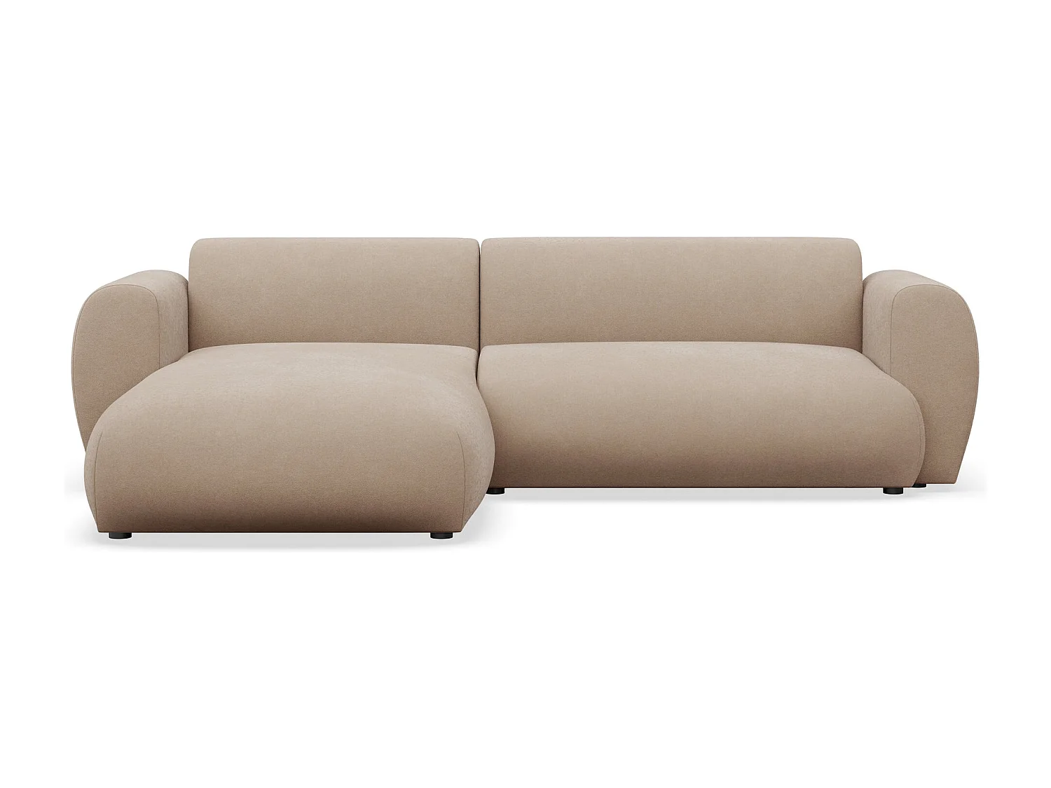Canapé d'angle convertible 3 places en tissu chenille beige EMIA