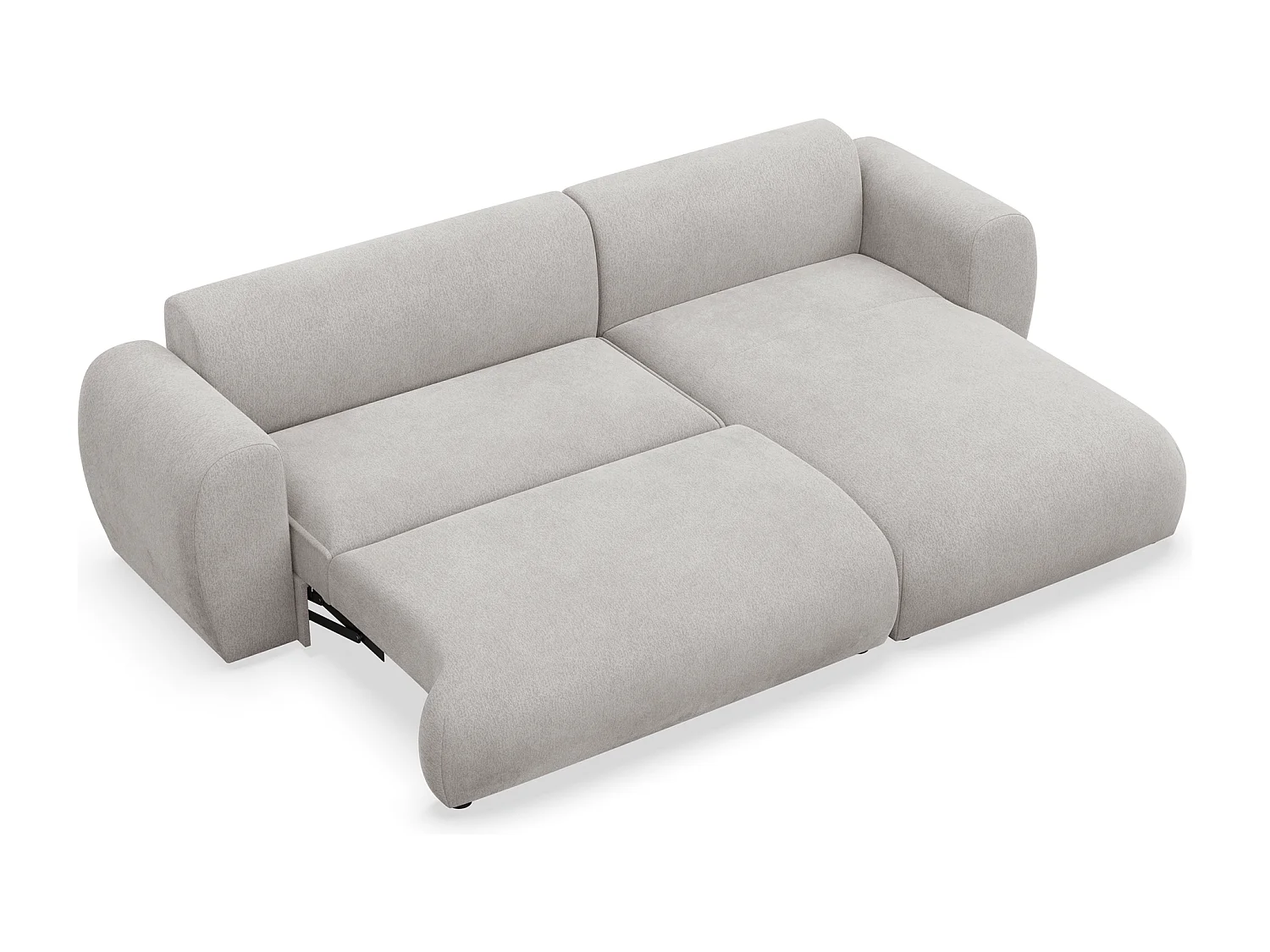 Canapé d’angle avec tissu chenille – couchage – Gris clair – droit – EMIA