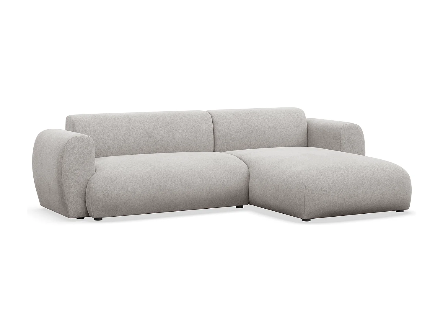 Canapé d’angle avec tissu chenille – couchage – Gris clair – droit – EMIA