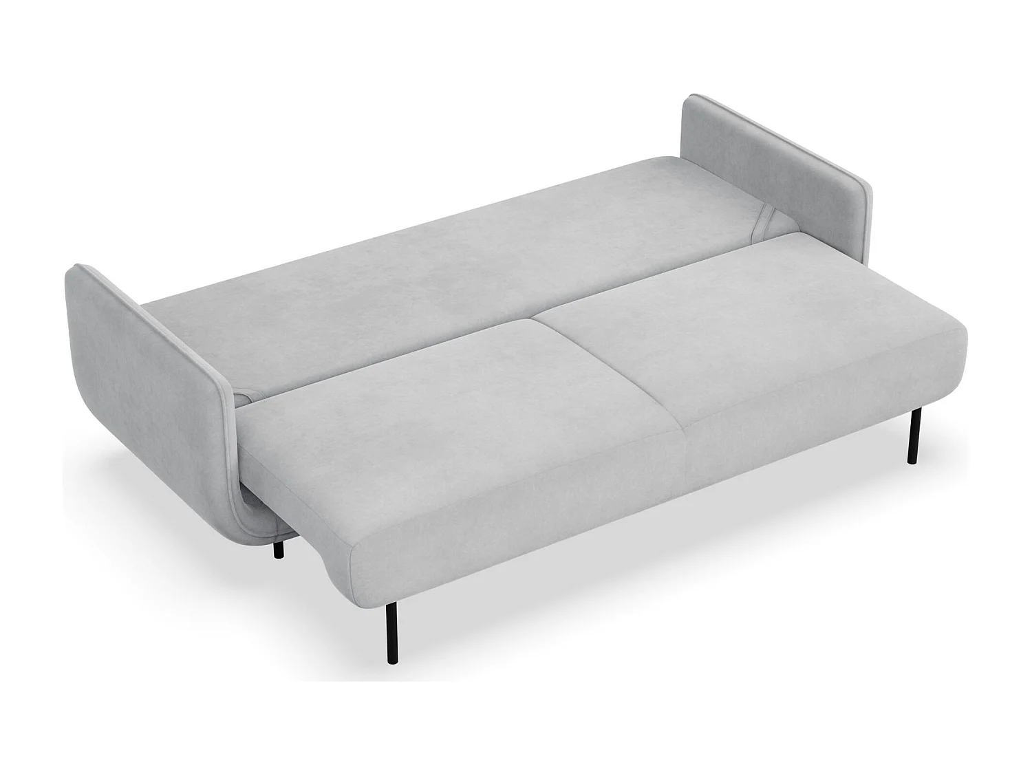 Canapé convertible 3 places – velours – gris clair – OVALS