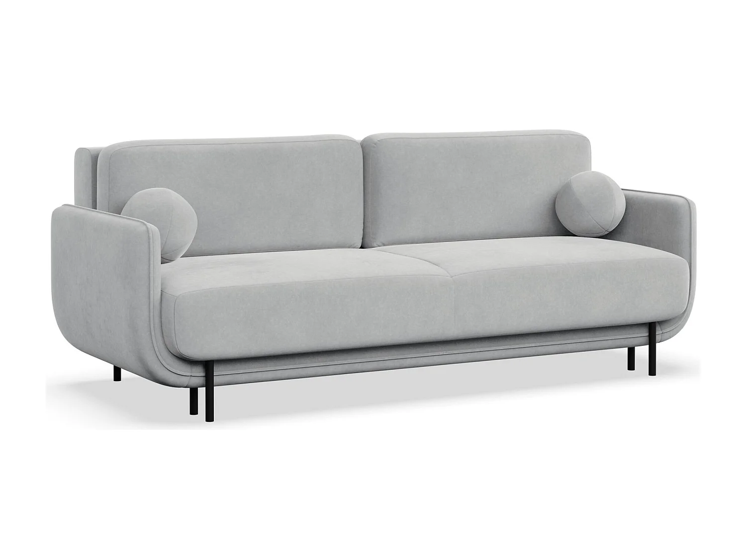 Canapé convertible 3 places – velours – gris clair – OVALS