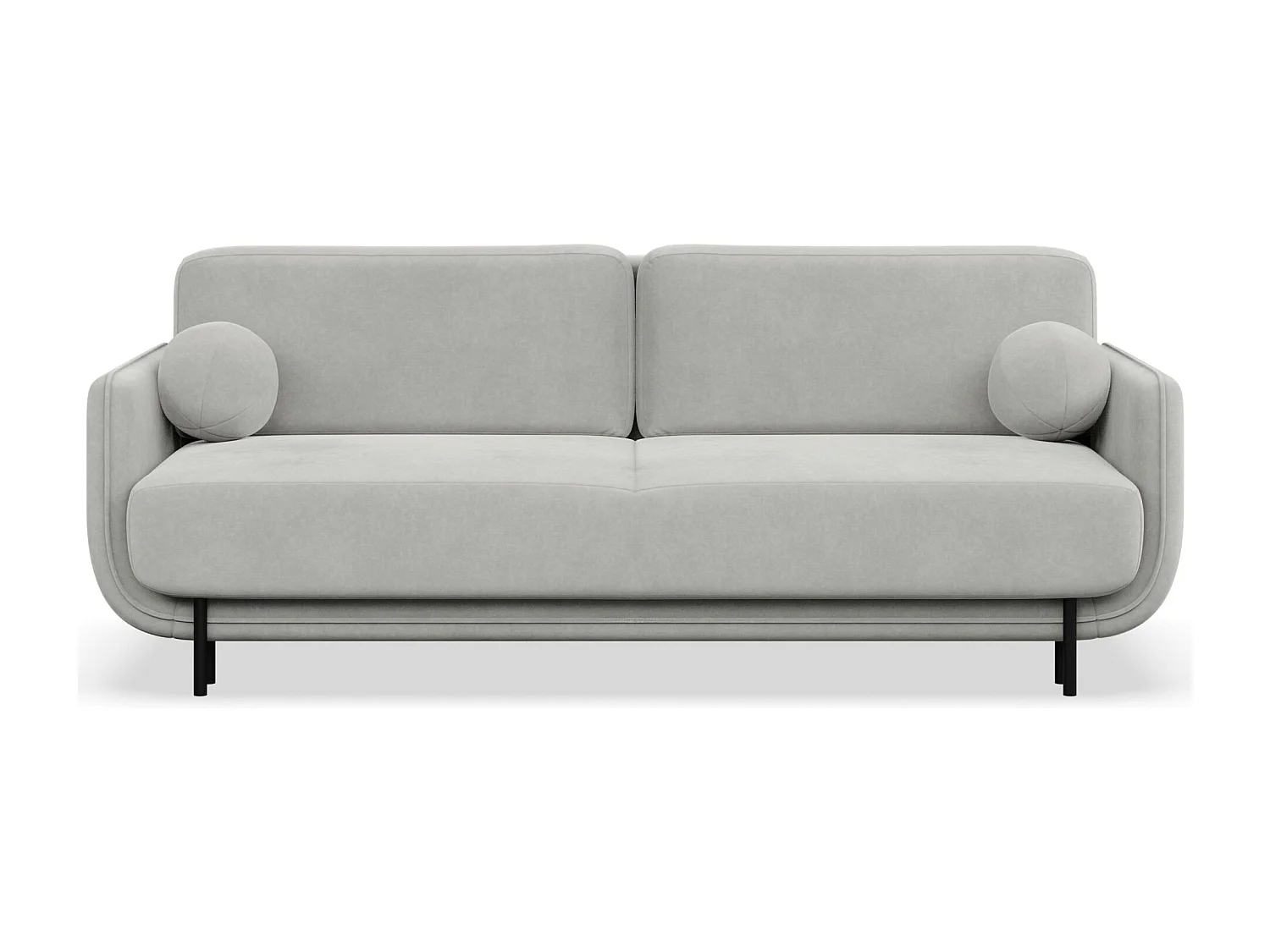 Canapé convertible 3 places – velours – gris clair – OVALS