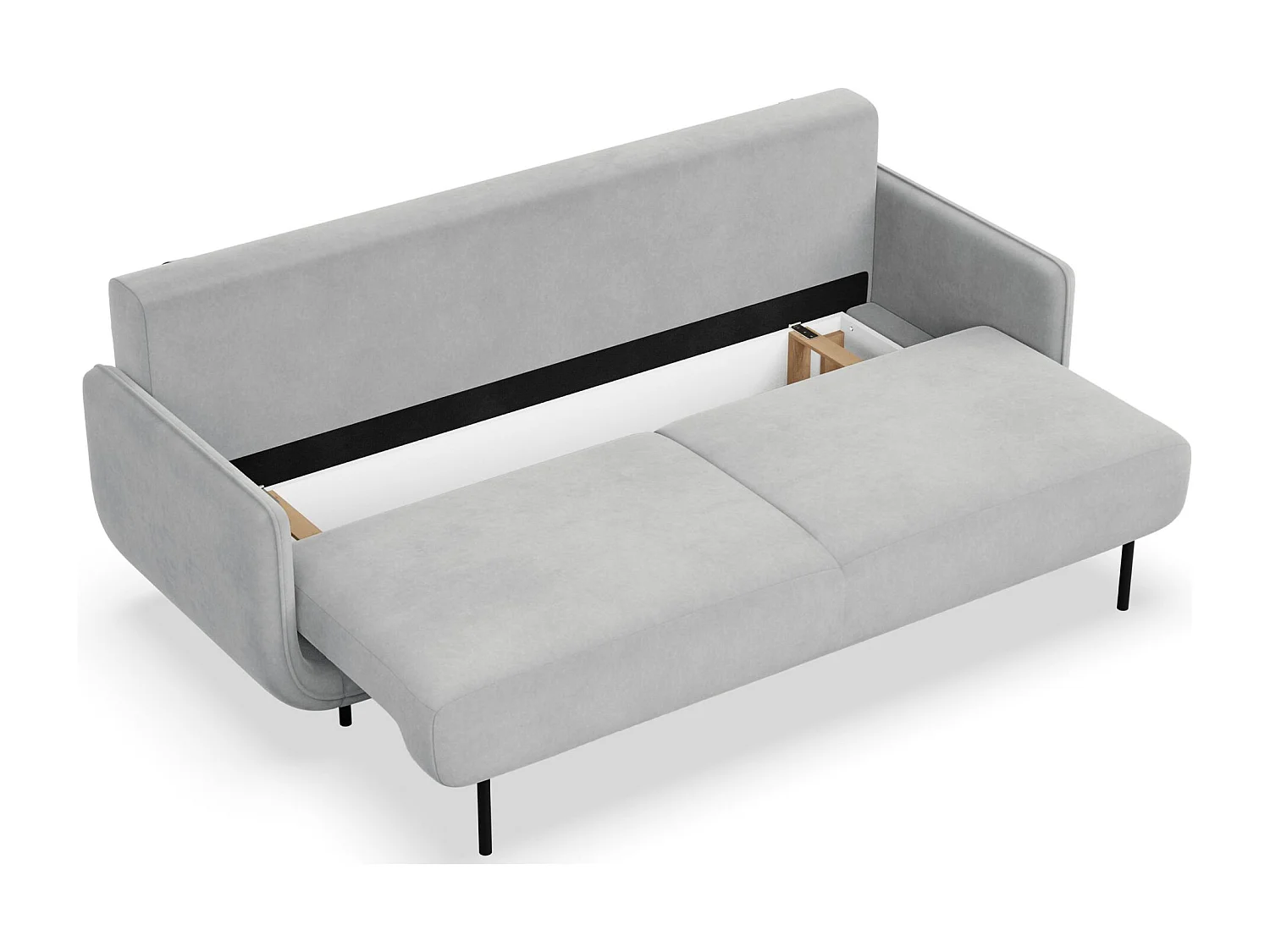 Canapé convertible 3 places – velours – gris clair – OVALS