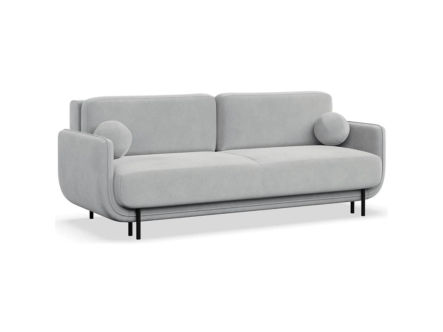 3-Sitzer Schlafsofa – Samt – Hellgrau – OVALS