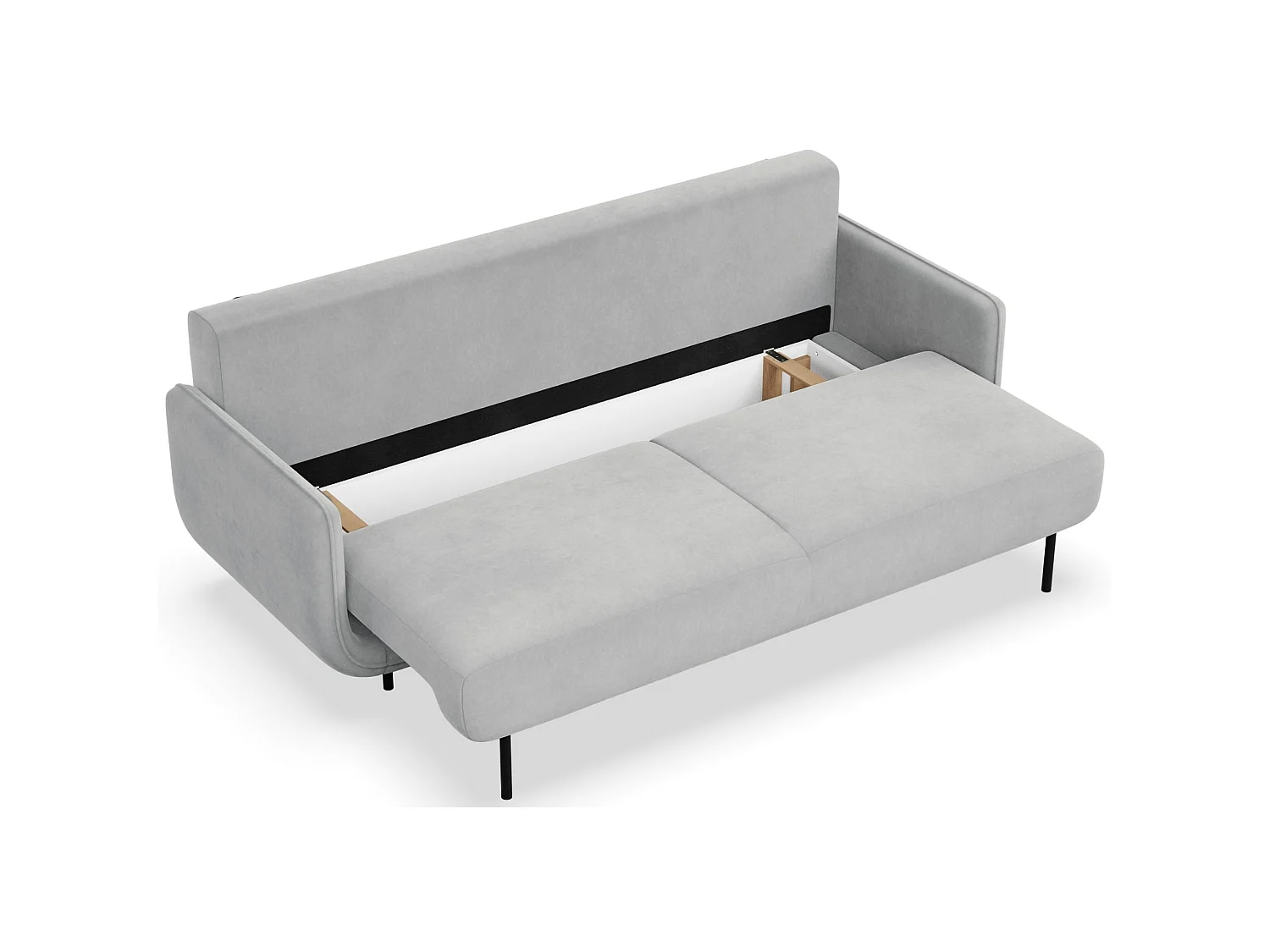 3-Sitzer Schlafsofa – Samt – Hellgrau – OVALS