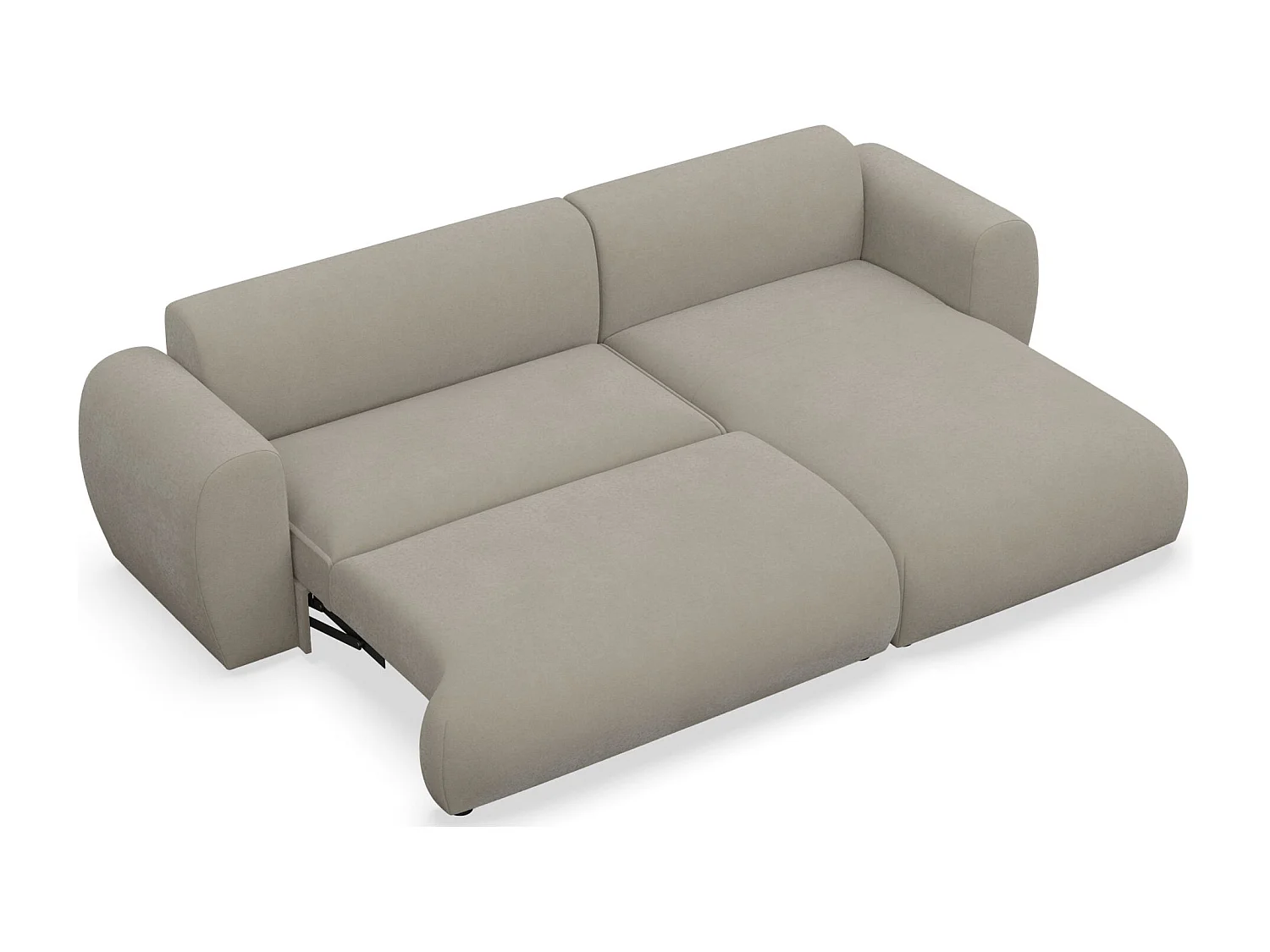 Ecksofa mit pflegeleichtem Chenillebezug – Schlaffunktion – Greige – rechts – EMIA