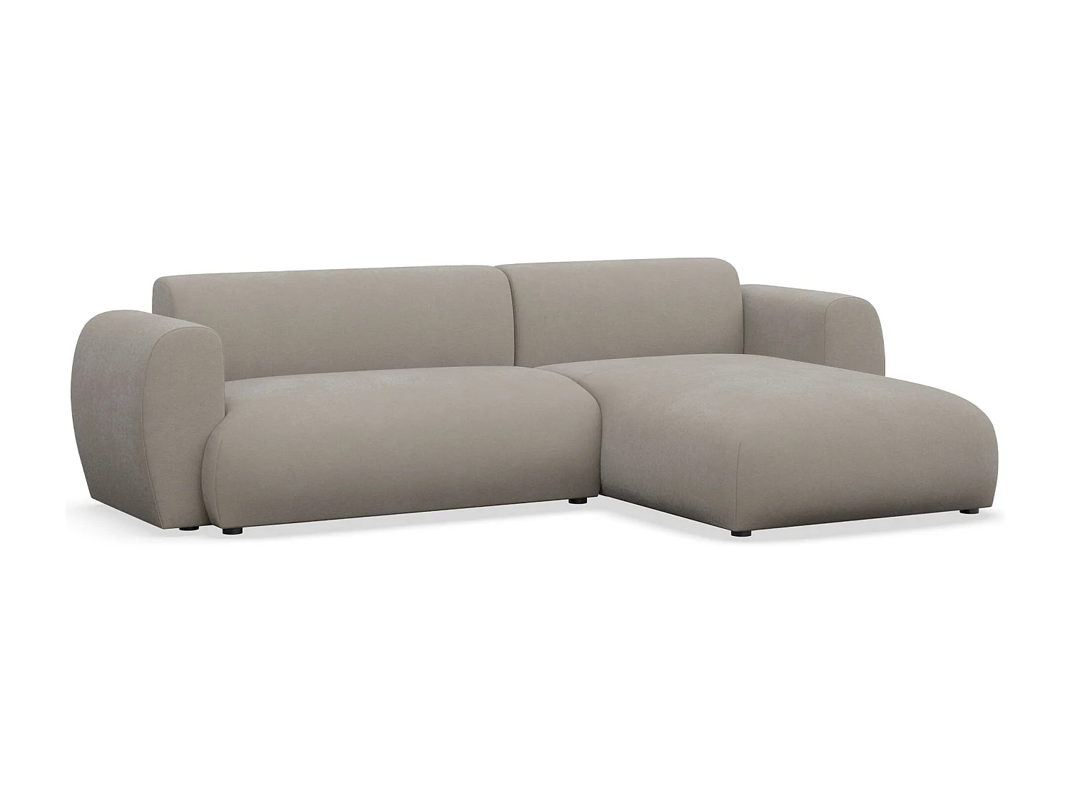 Ecksofa mit pflegeleichtem Chenillebezug – Schlaffunktion – Greige – rechts – EMIA