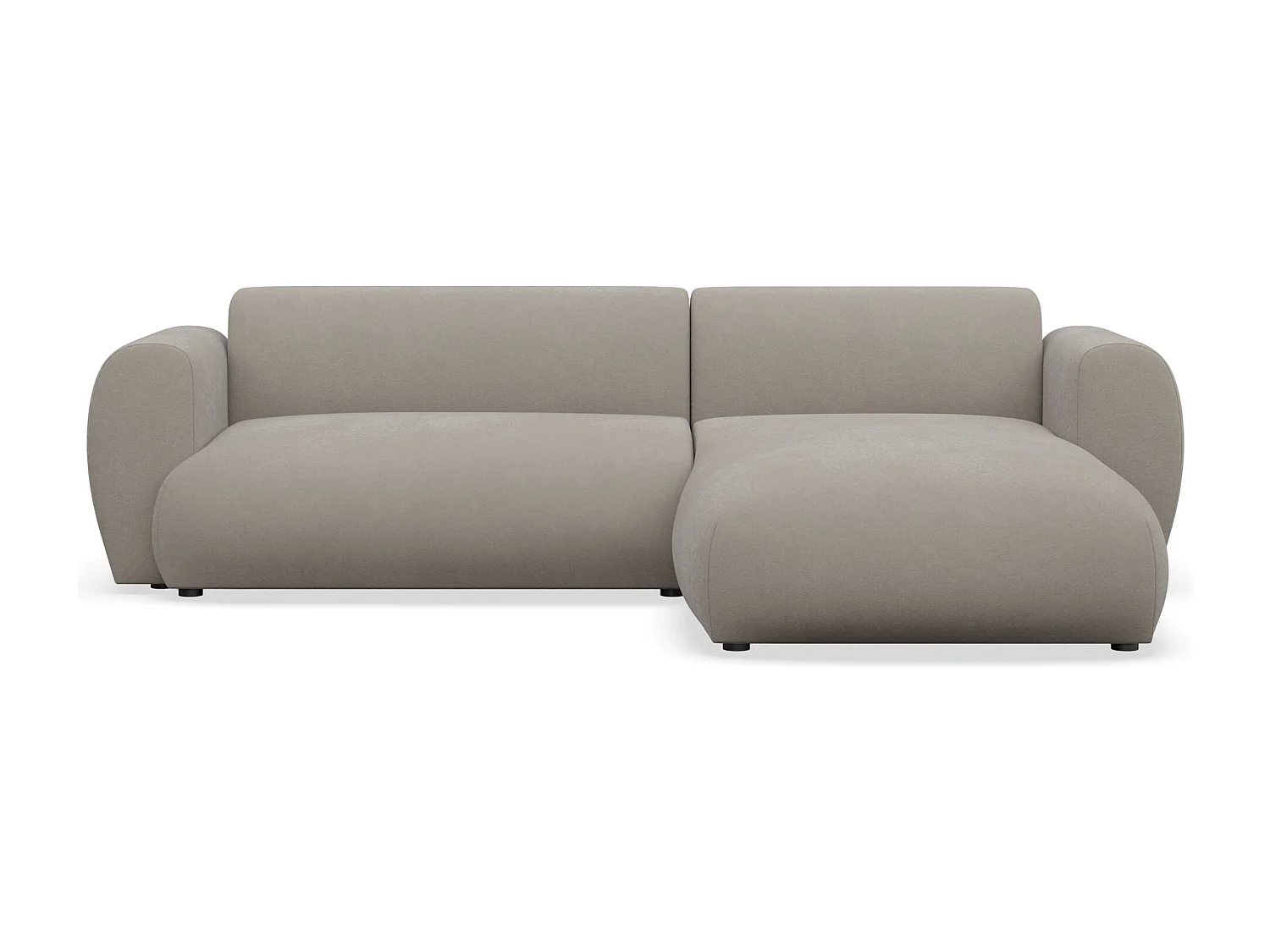 Ecksofa mit pflegeleichtem Chenillebezug – Schlaffunktion – Greige – rechts – EMIA