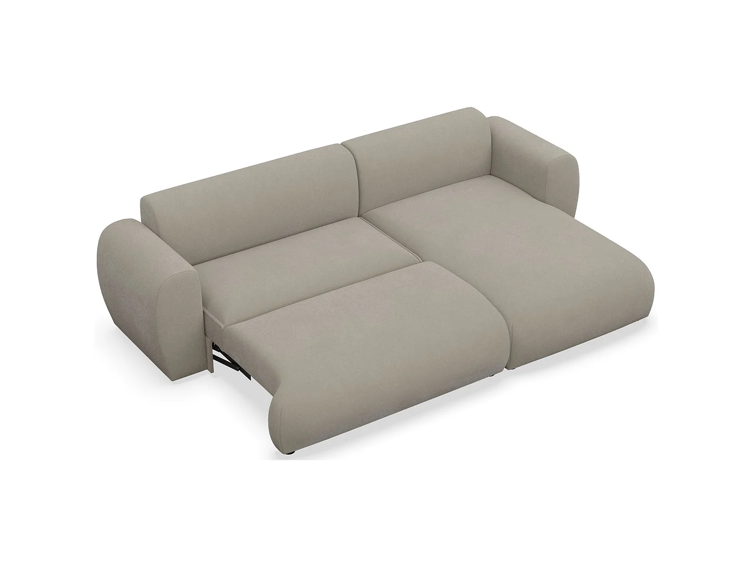 Canapé d'angle convertible 3 places en tissu chenille taupe