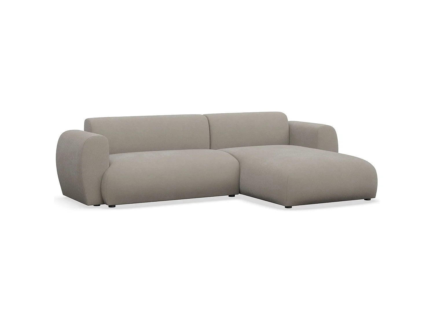Canapé d'angle convertible 3 places en tissu chenille taupe