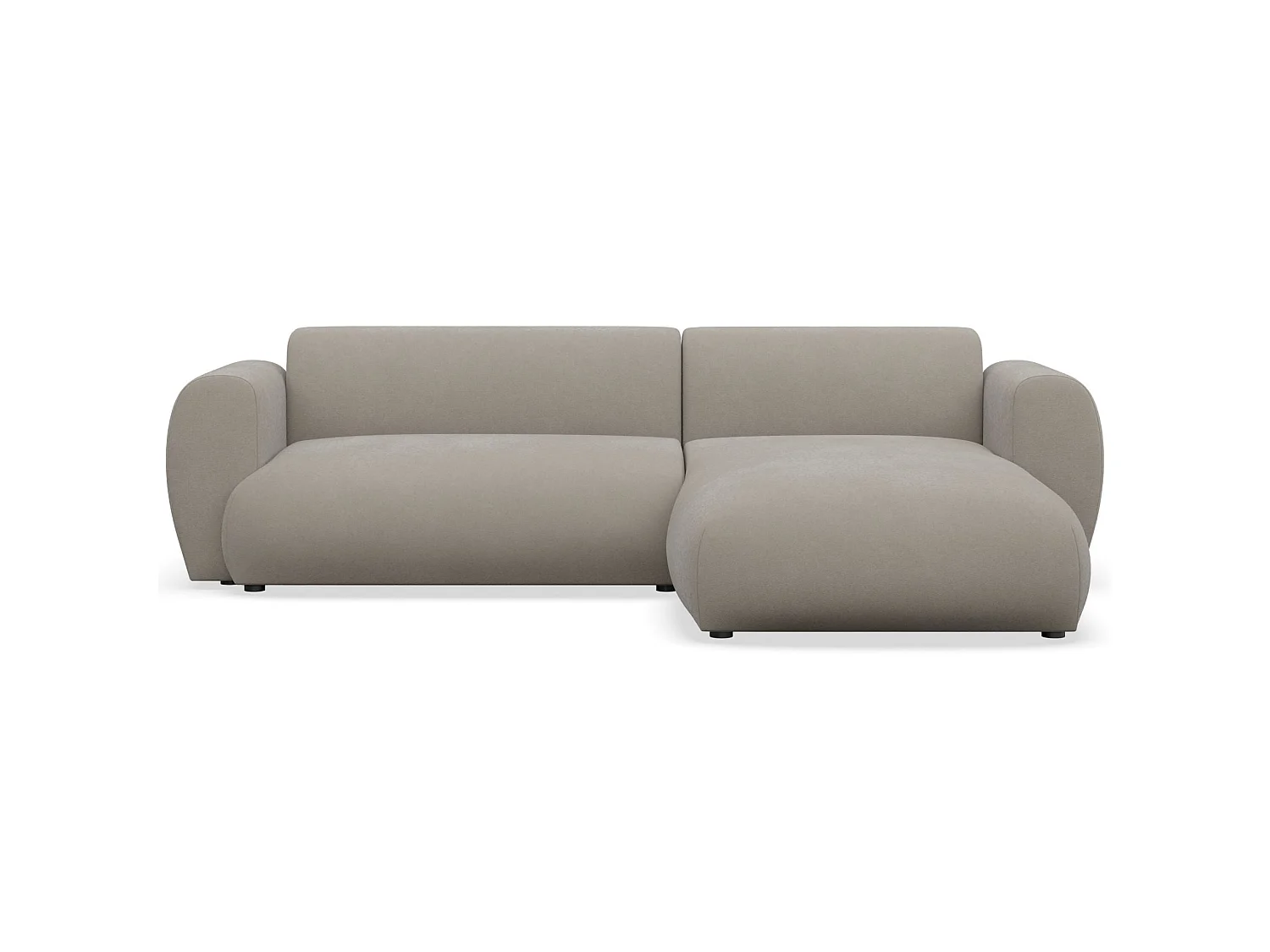 Canapé d'angle convertible 3 places en tissu chenille taupe