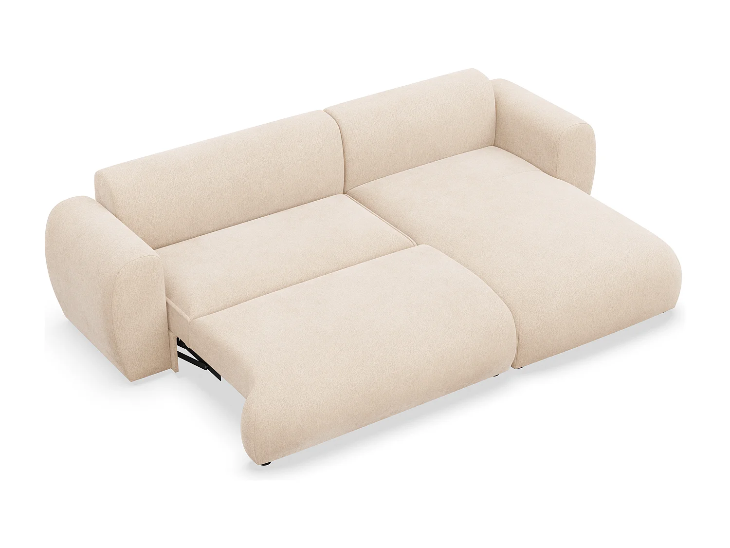 Canapé d’angle avec tissu chenille – couchage – Beige clair – droit – EMIA