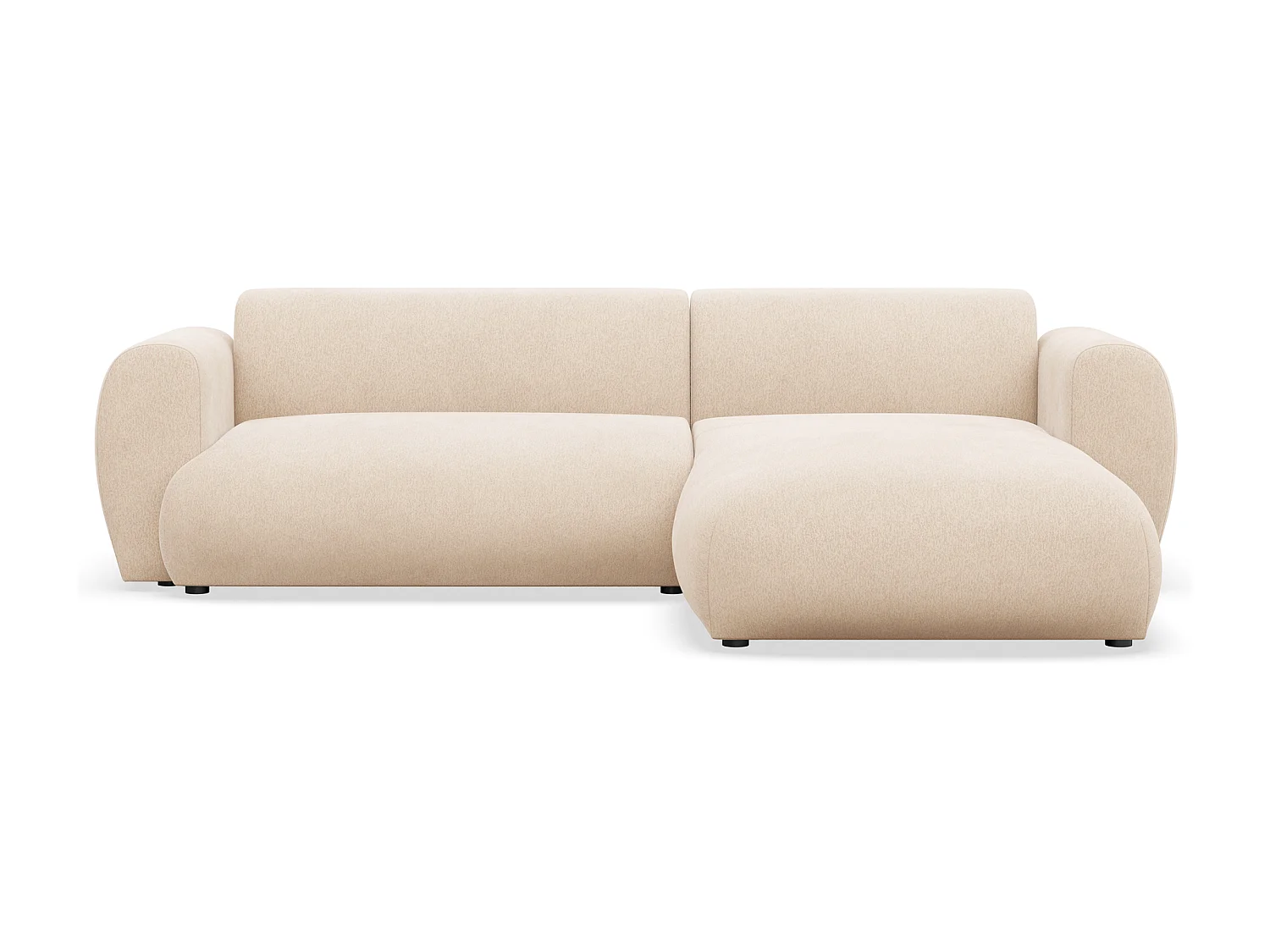 Canapé d’angle avec tissu chenille – couchage – Beige clair – droit – EMIA