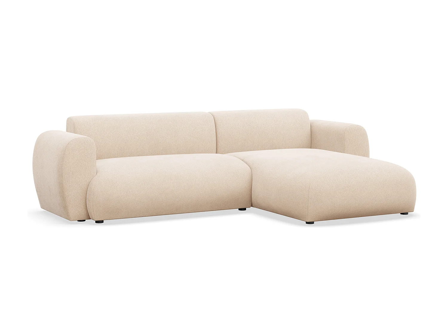 Canapé d’angle avec tissu chenille – couchage – Beige clair – droit – EMIA