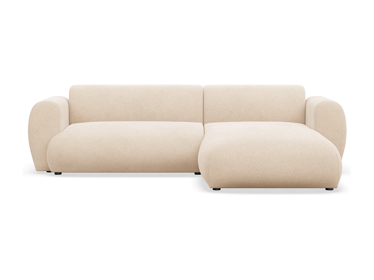 Canapé d’angle avec tissu chenille – couchage – Beige clair – droit – EMIA