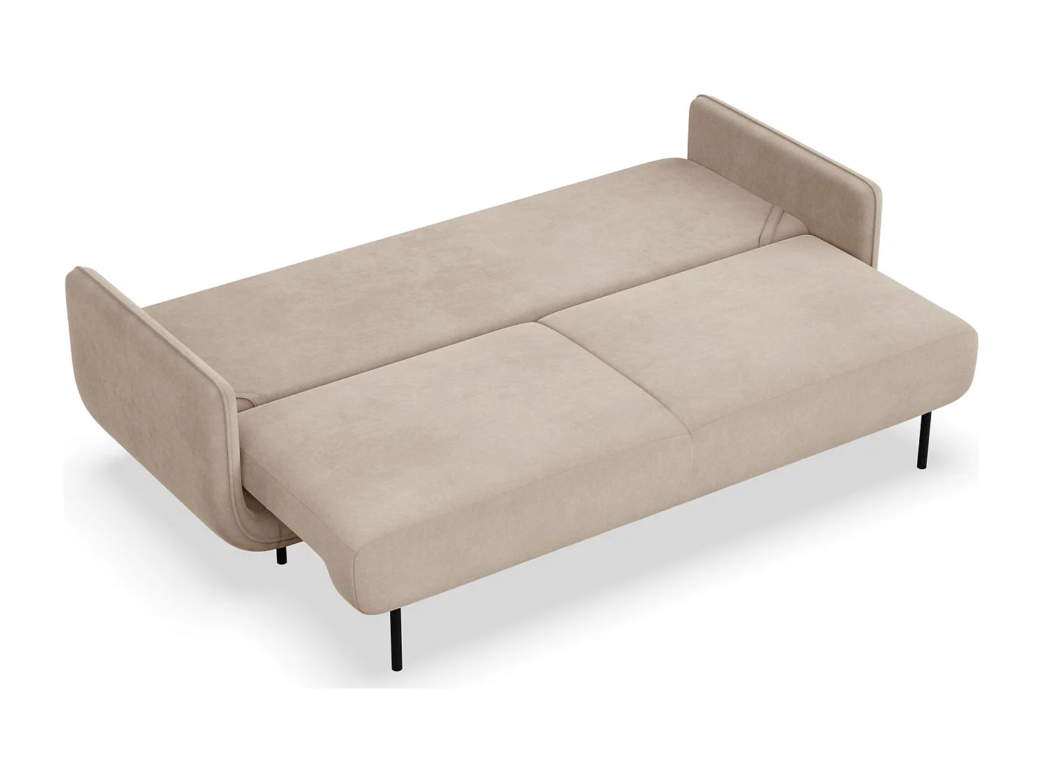 Canapé convertible 3 places – velours – beige – OVALS