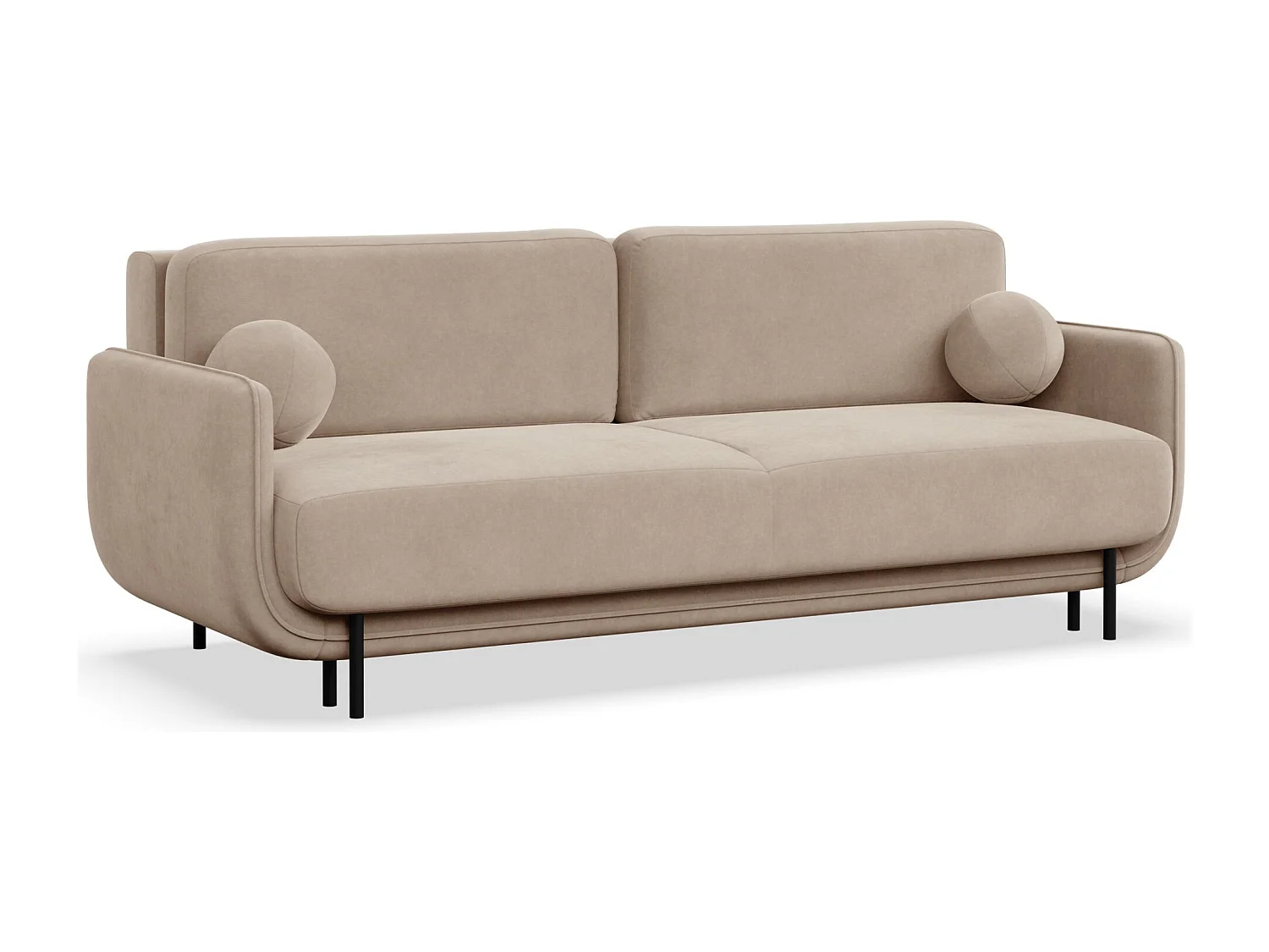 Canapé convertible 3 places – velours – beige – OVALS