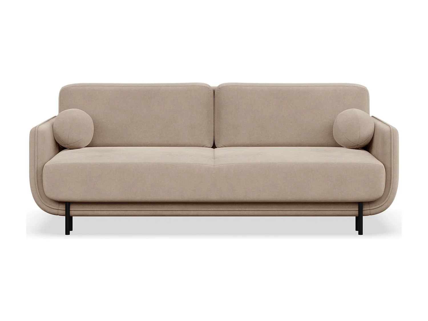 Canapé convertible 3 places – velours – beige – OVALS