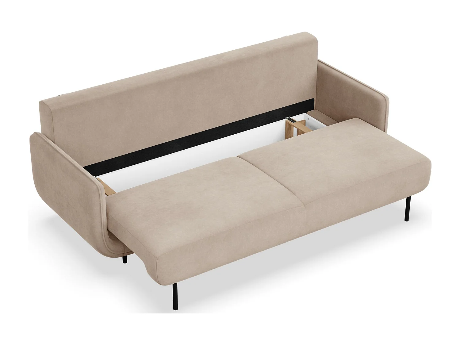Canapé convertible 3 places – velours – beige – OVALS