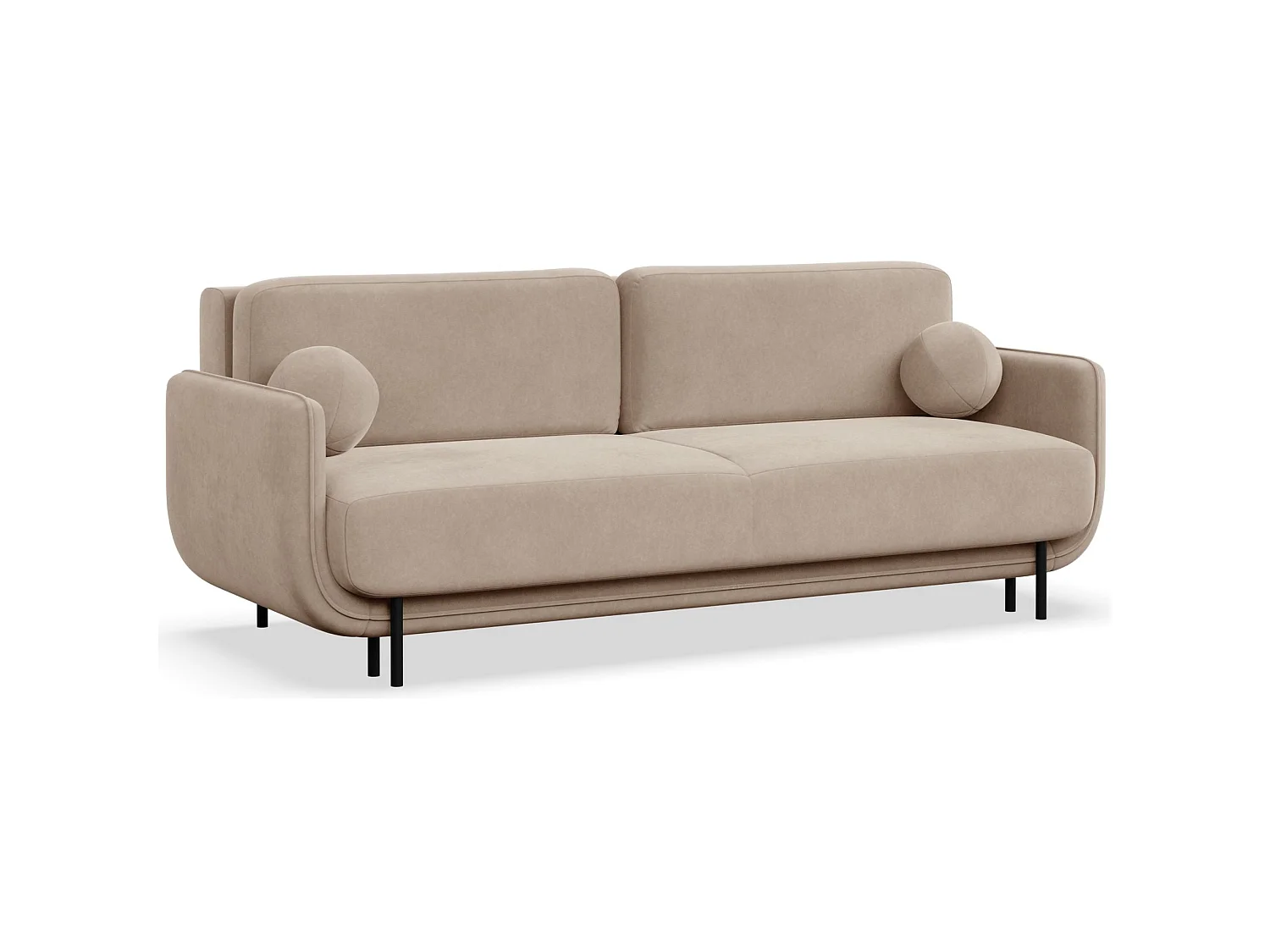 3-Sitzer Schlafsofa – Samt – Beige – OVALS