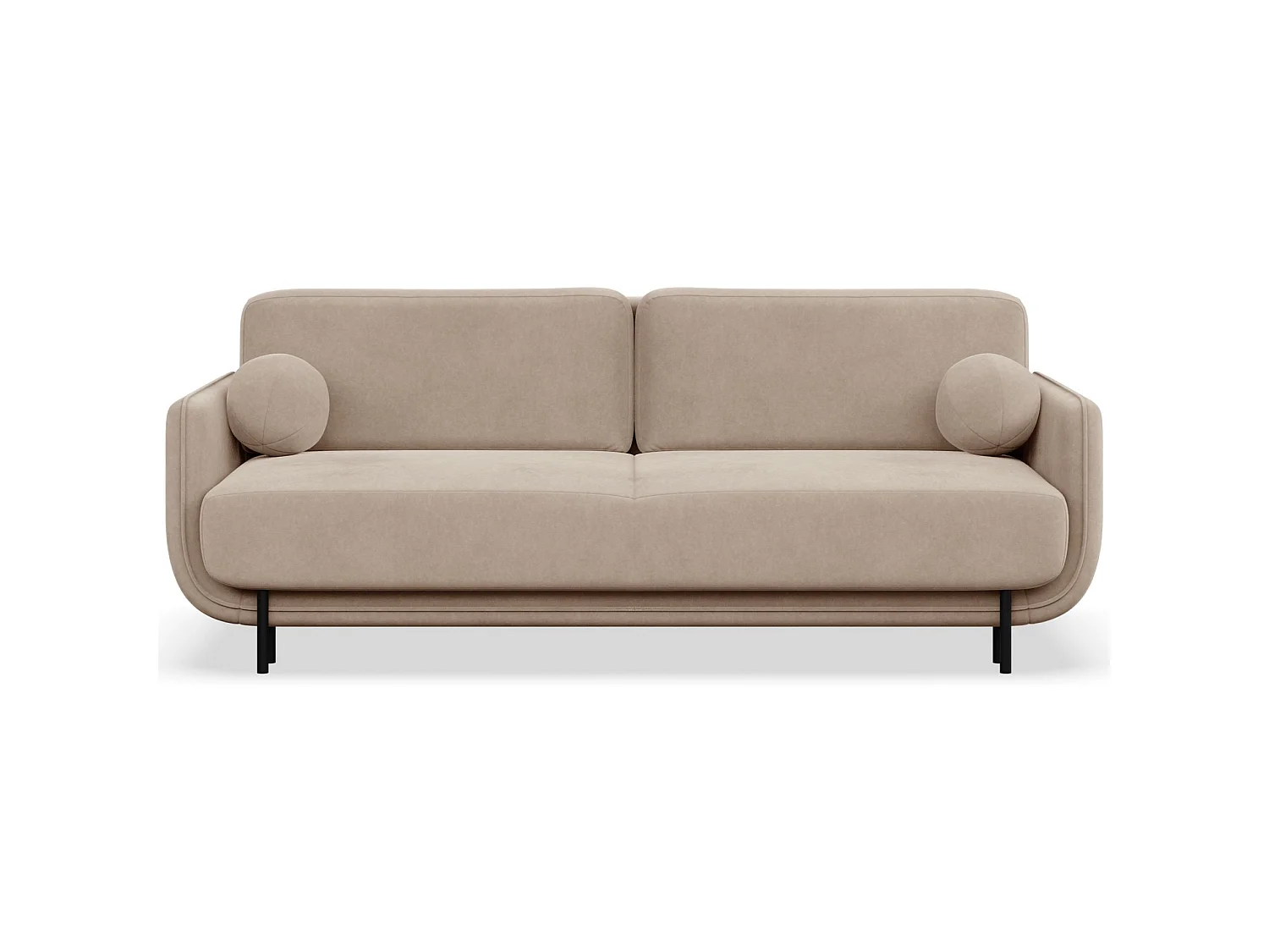 3-Sitzer Schlafsofa – Samt – Beige – OVALS