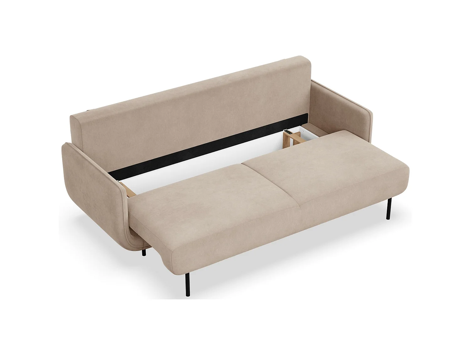 3-Sitzer Schlafsofa – Samt – Beige – OVALS