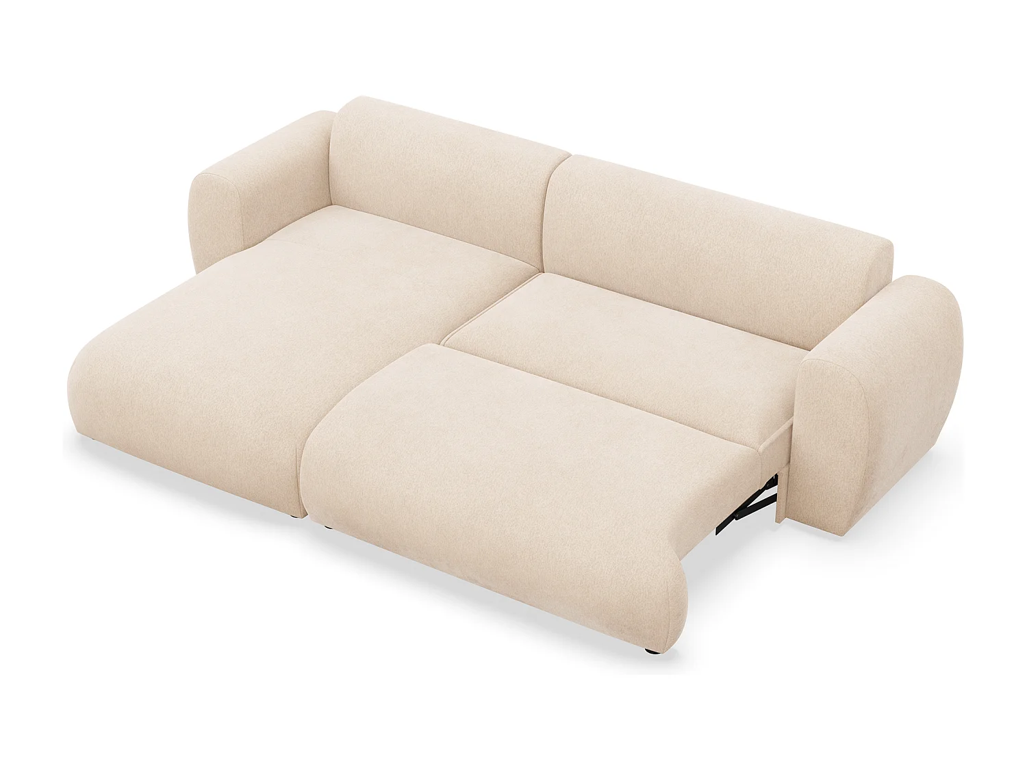 Canapé d’angle avec tissu chenille – couchage – Beige clair – gauche – EMIA