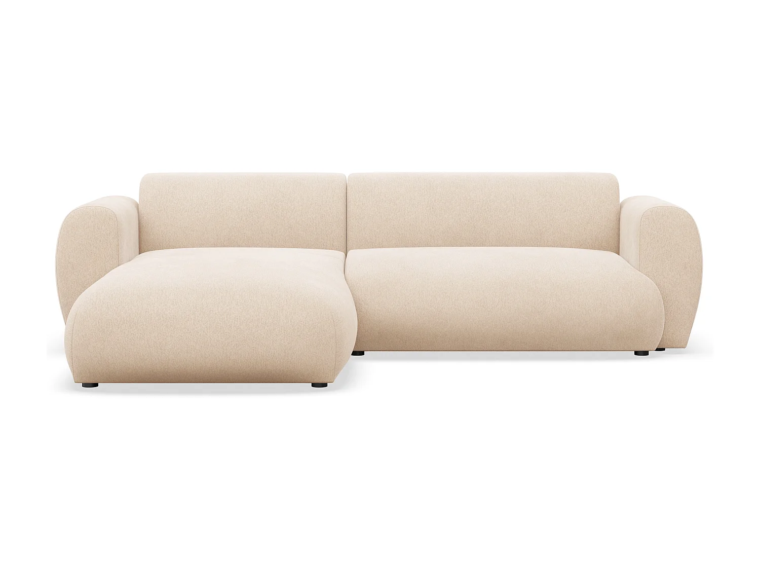 Canapé d’angle avec tissu chenille – couchage – Beige clair – gauche – EMIA