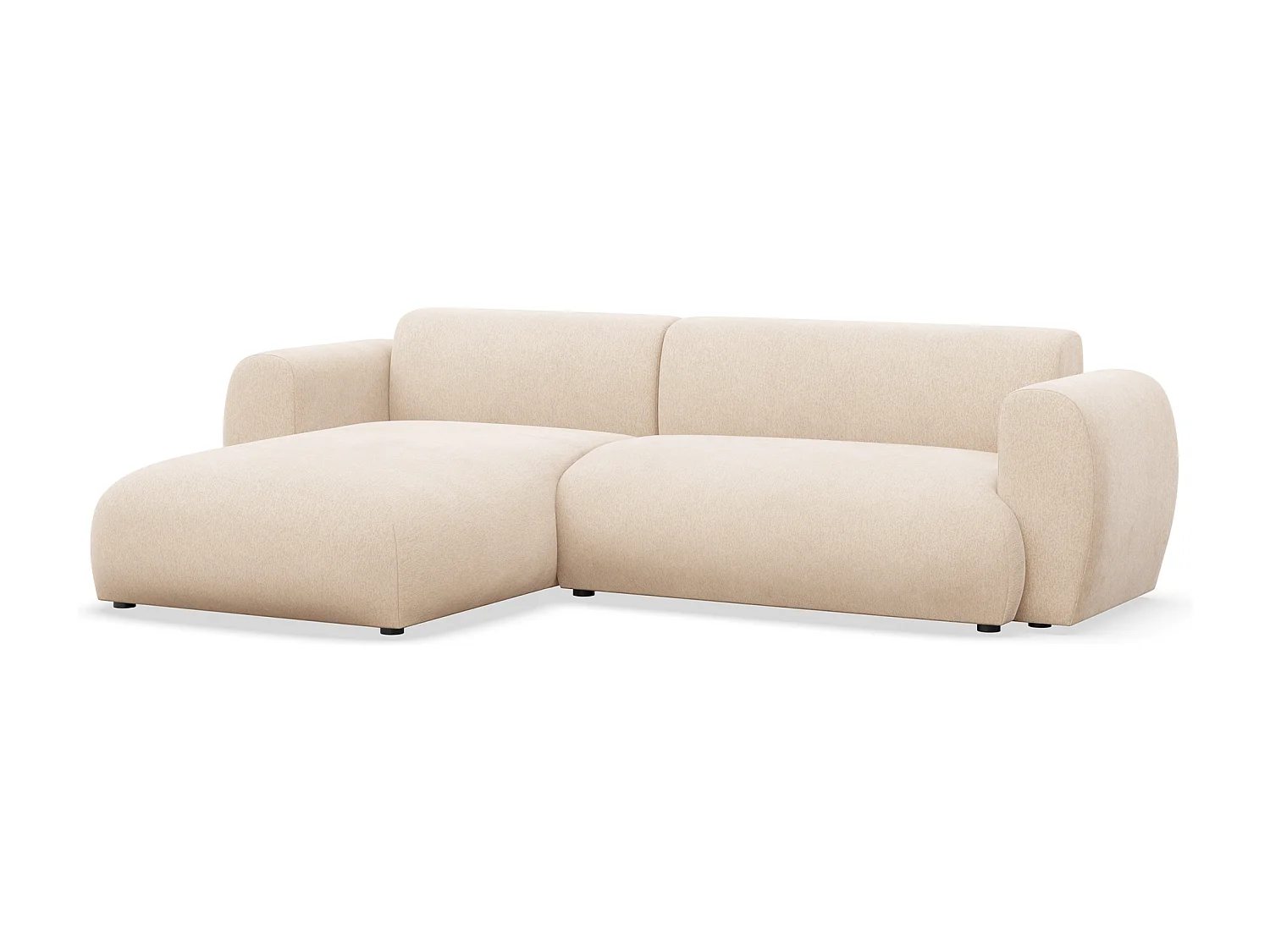 Canapé d’angle avec tissu chenille – couchage – Beige clair – gauche – EMIA