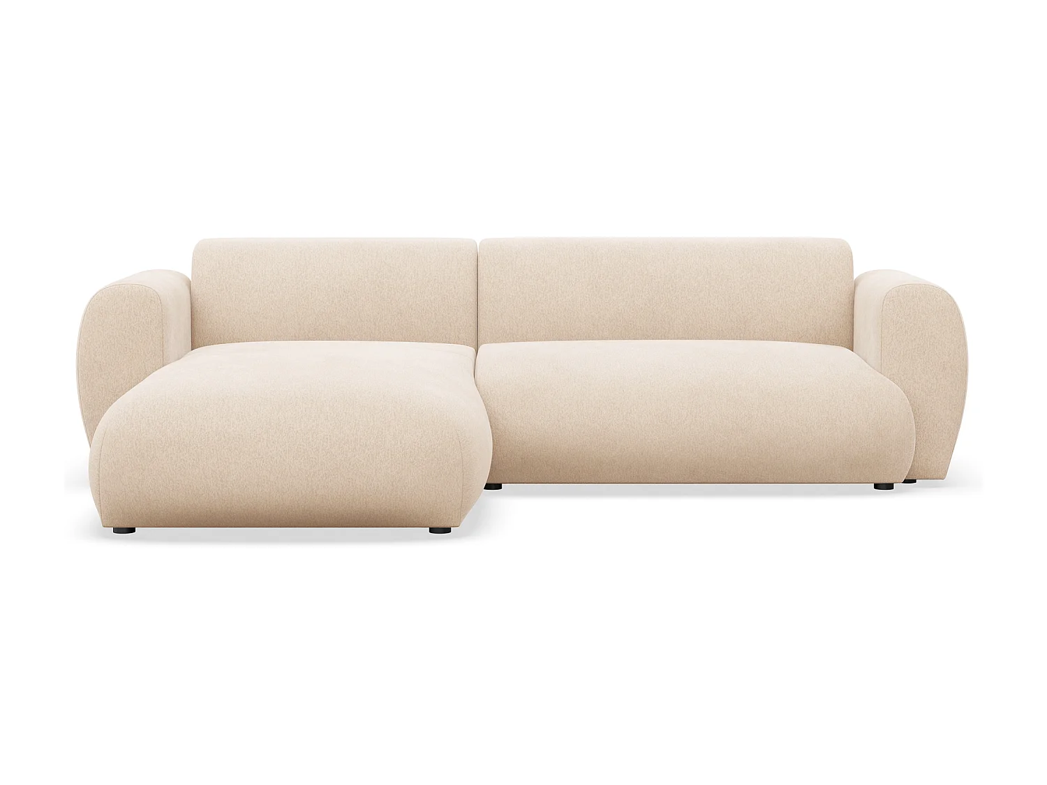 Canapé d’angle avec tissu chenille – couchage – Beige clair – gauche – EMIA