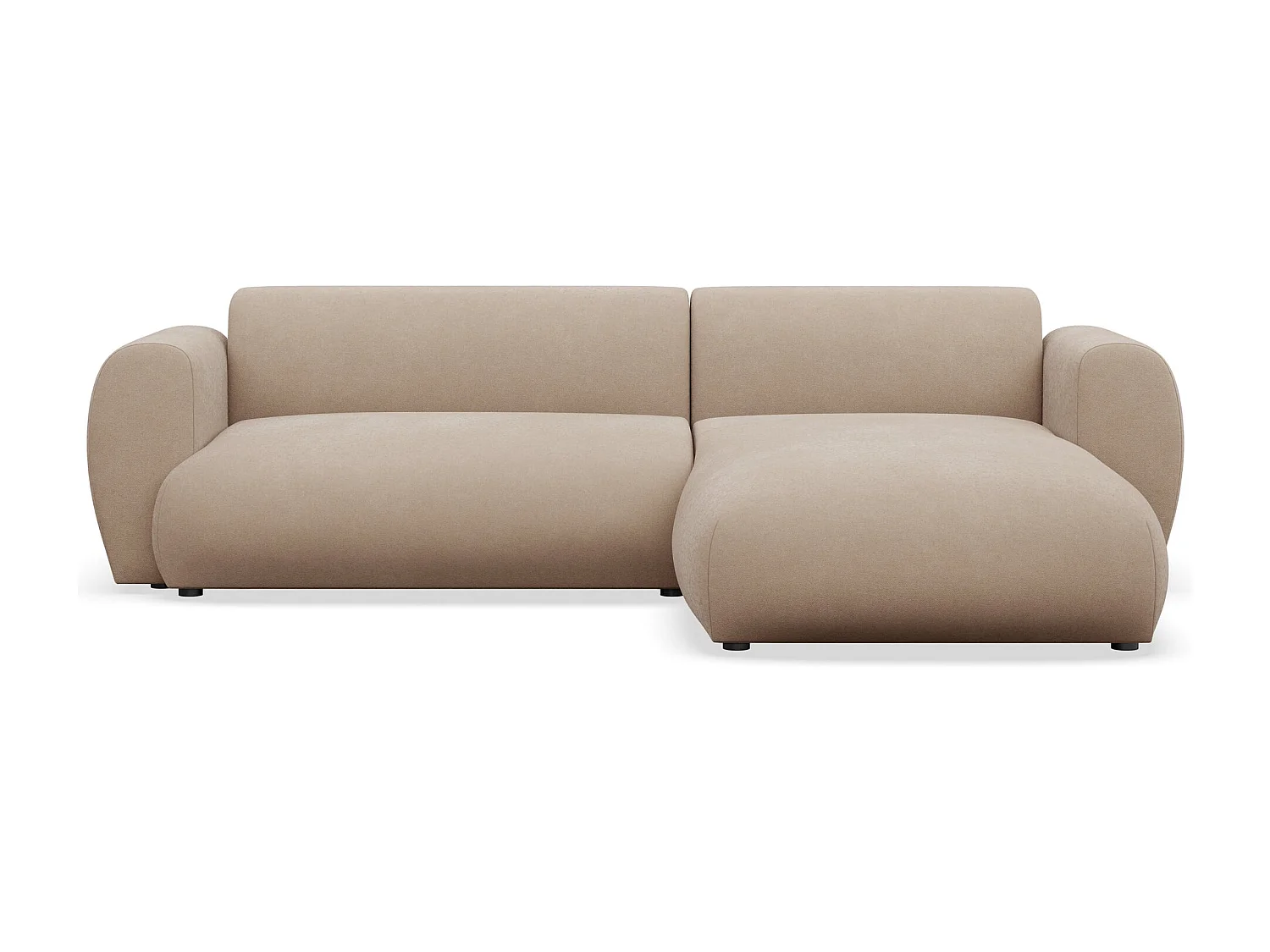 Canapé d'angle convertible 3 places en tissu chenille beige EMIA