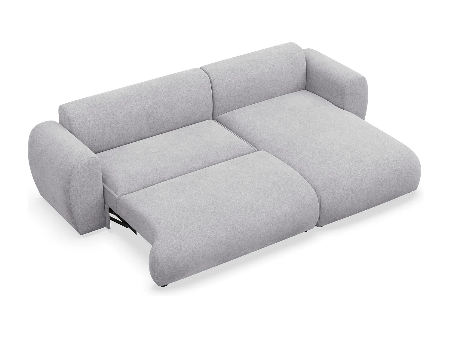 Canapé d’angle avec tissu chenille – couchage – Gris – droit – EMIA