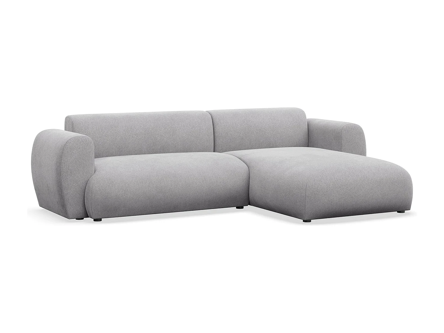 Canapé d’angle avec tissu chenille – couchage – Gris – droit – EMIA