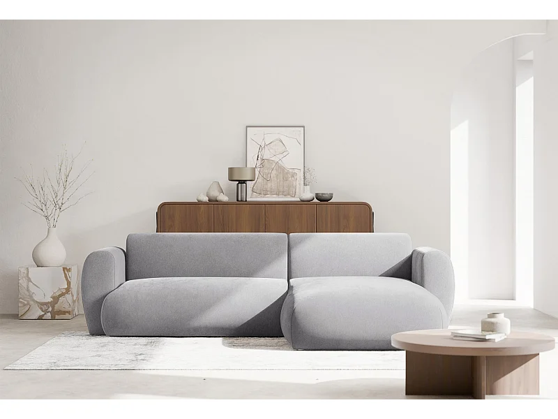 Canapé d’angle avec tissu chenille – couchage – Gris – droit – EMIA