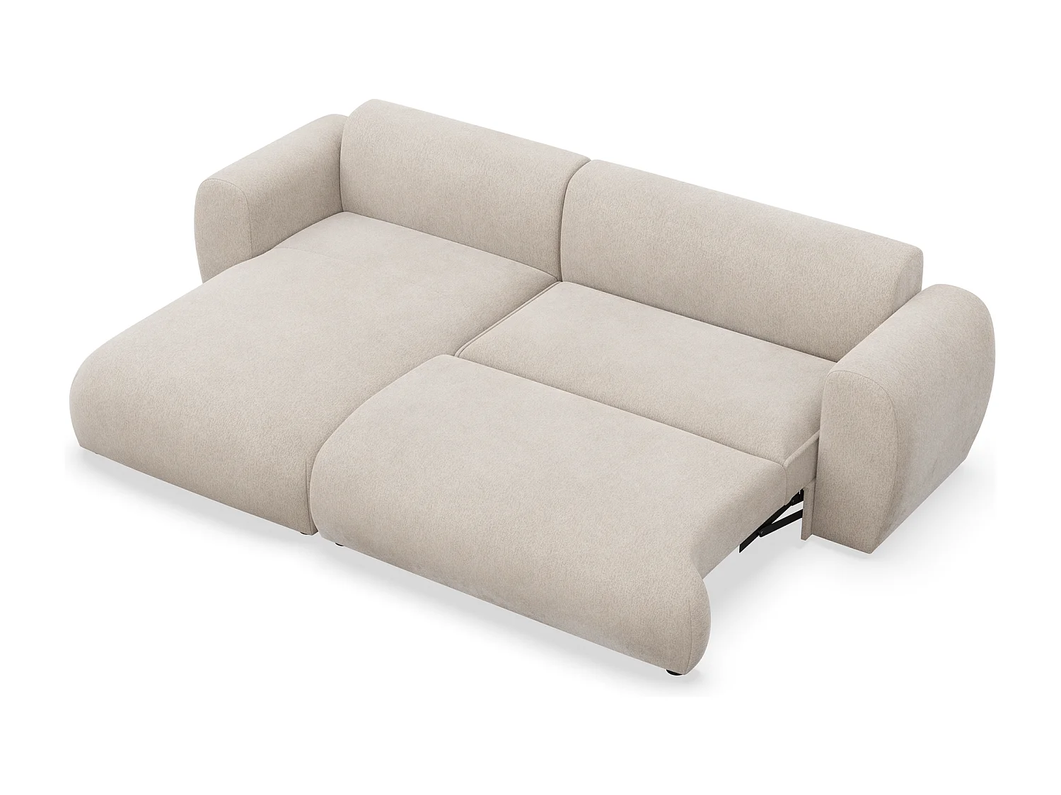 Canapé d’angle avec tissu chenille – couchage – Beige – gauche – EMIA