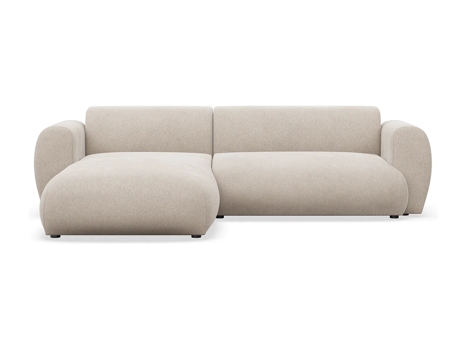 Canapé d’angle avec tissu chenille – couchage – Beige – gauche – EMIA