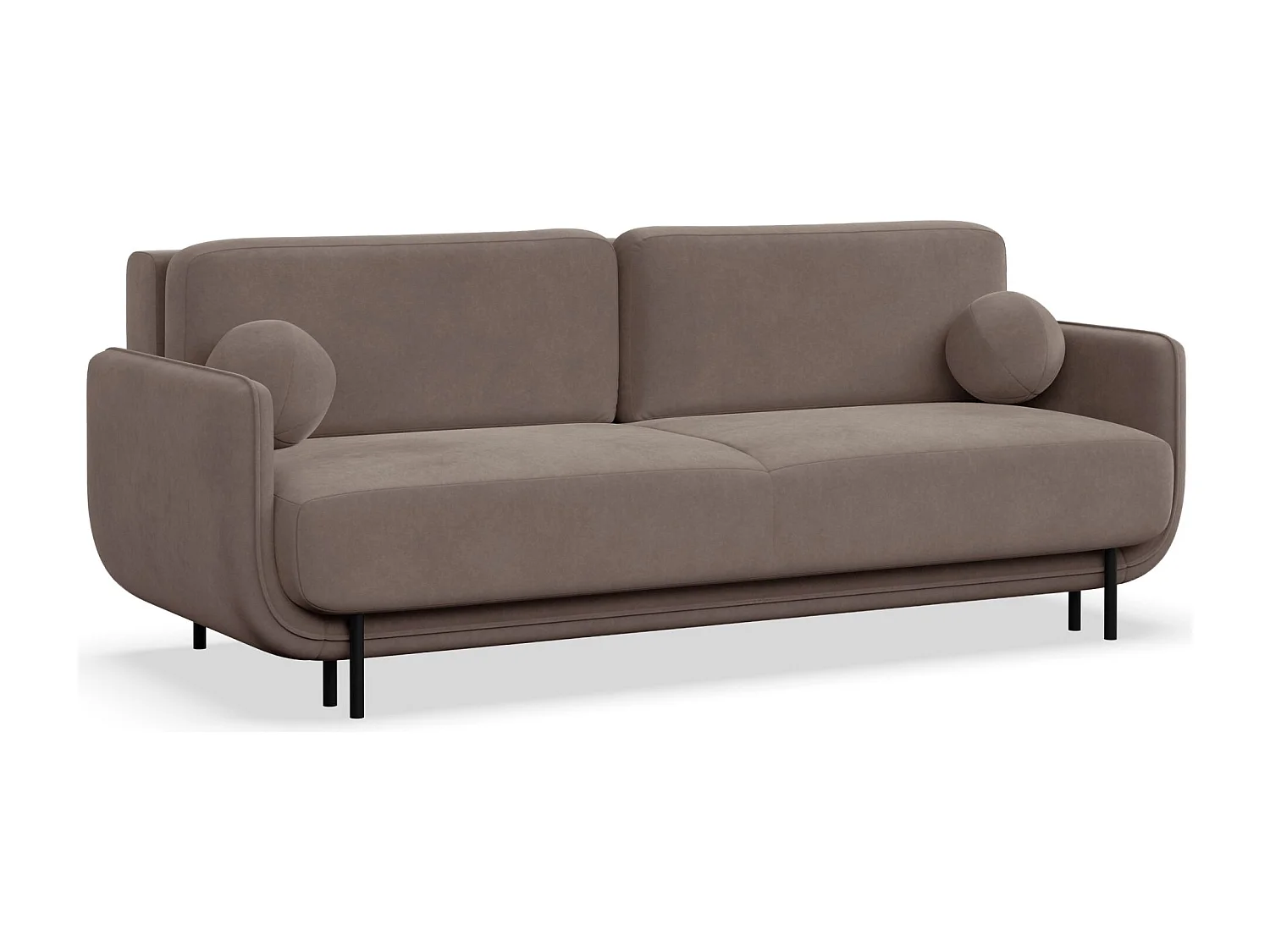 Canapé convertible 3 places – velours – brun clair – OVALS