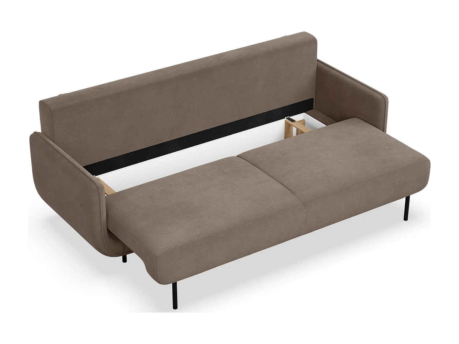 Canapé convertible 3 places – velours – brun clair – OVALS