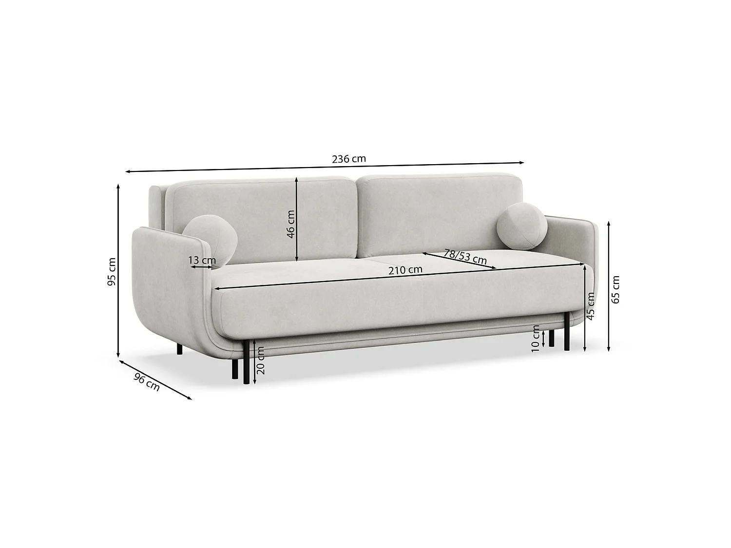 3-Sitzer Schlafsofa – Samt – Hellbraun – OVALS