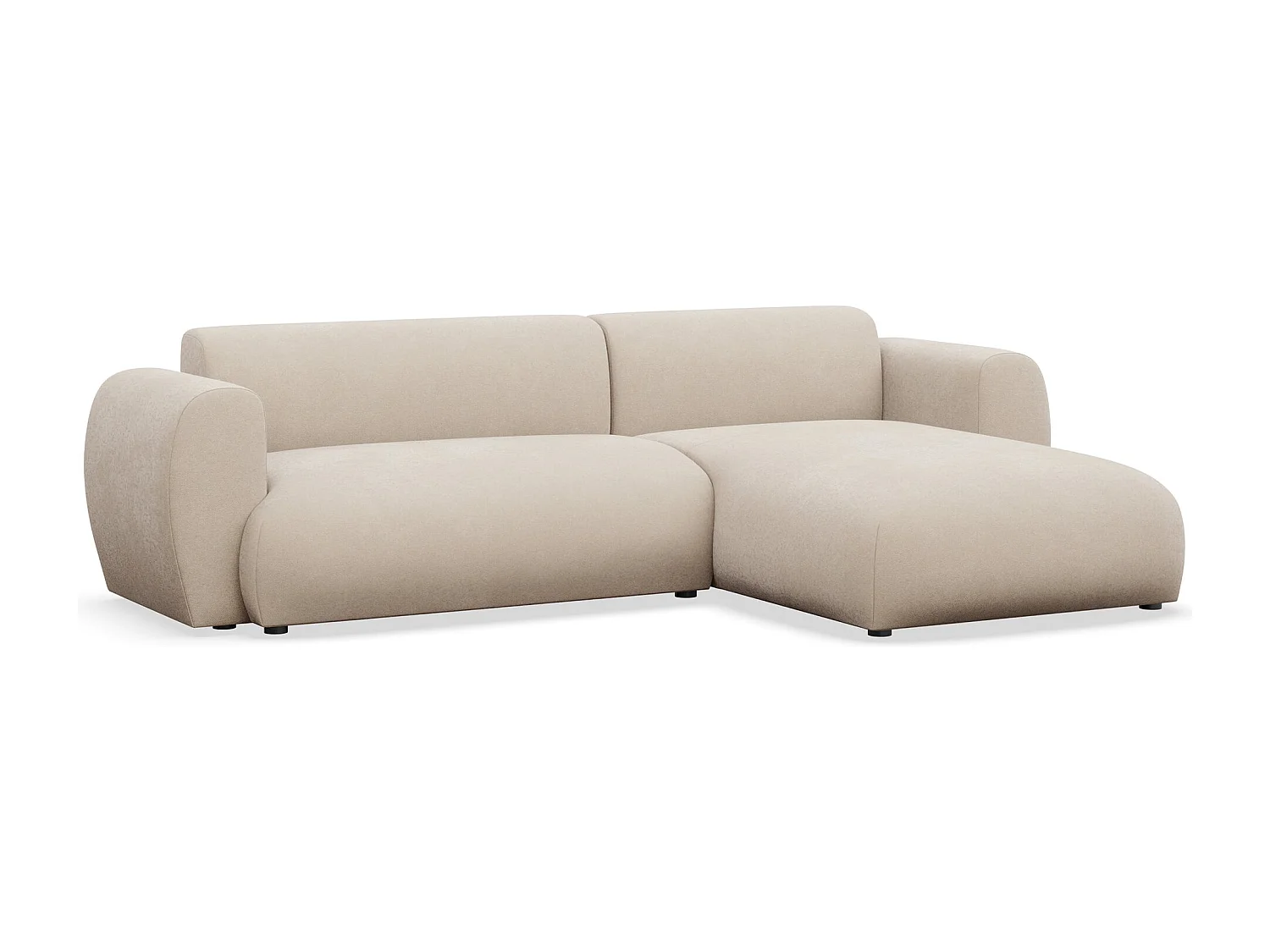 Canapé d’angle avec chenille facile d’entretien – couchage – Crème – droit – EMIA