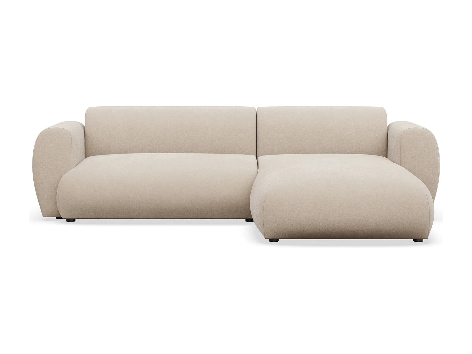 Canapé d’angle avec chenille facile d’entretien – couchage – Crème – droit – EMIA