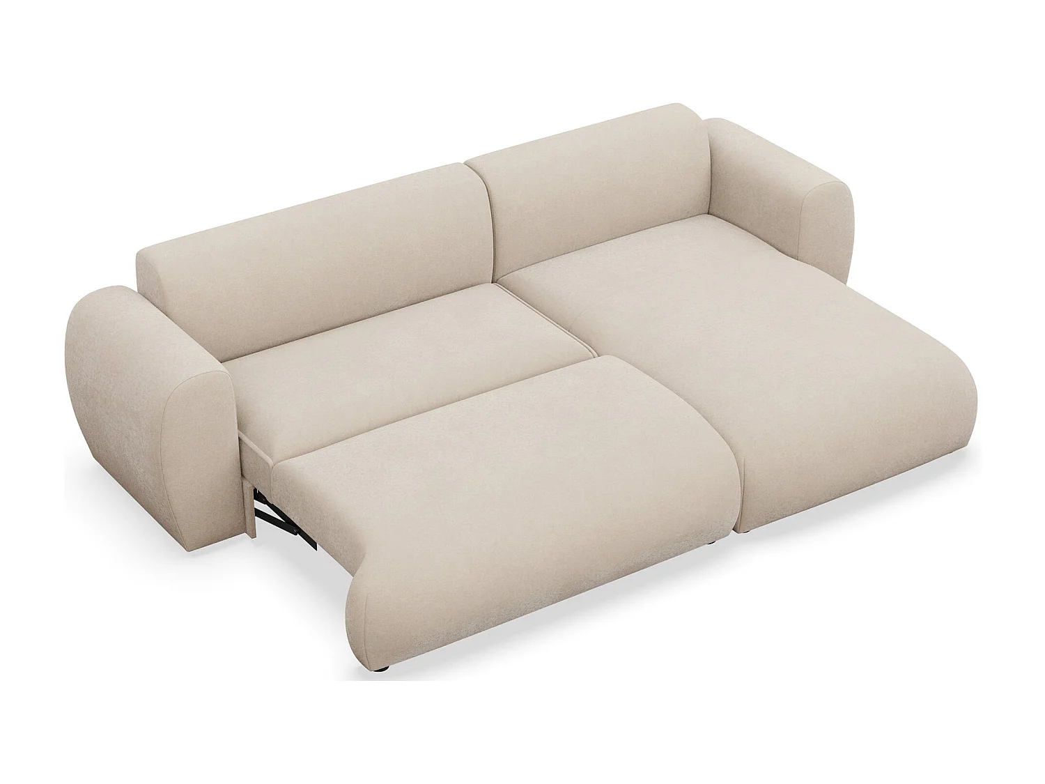 Canapé d’angle avec chenille facile d’entretien – couchage – Crème – droit – EMIA