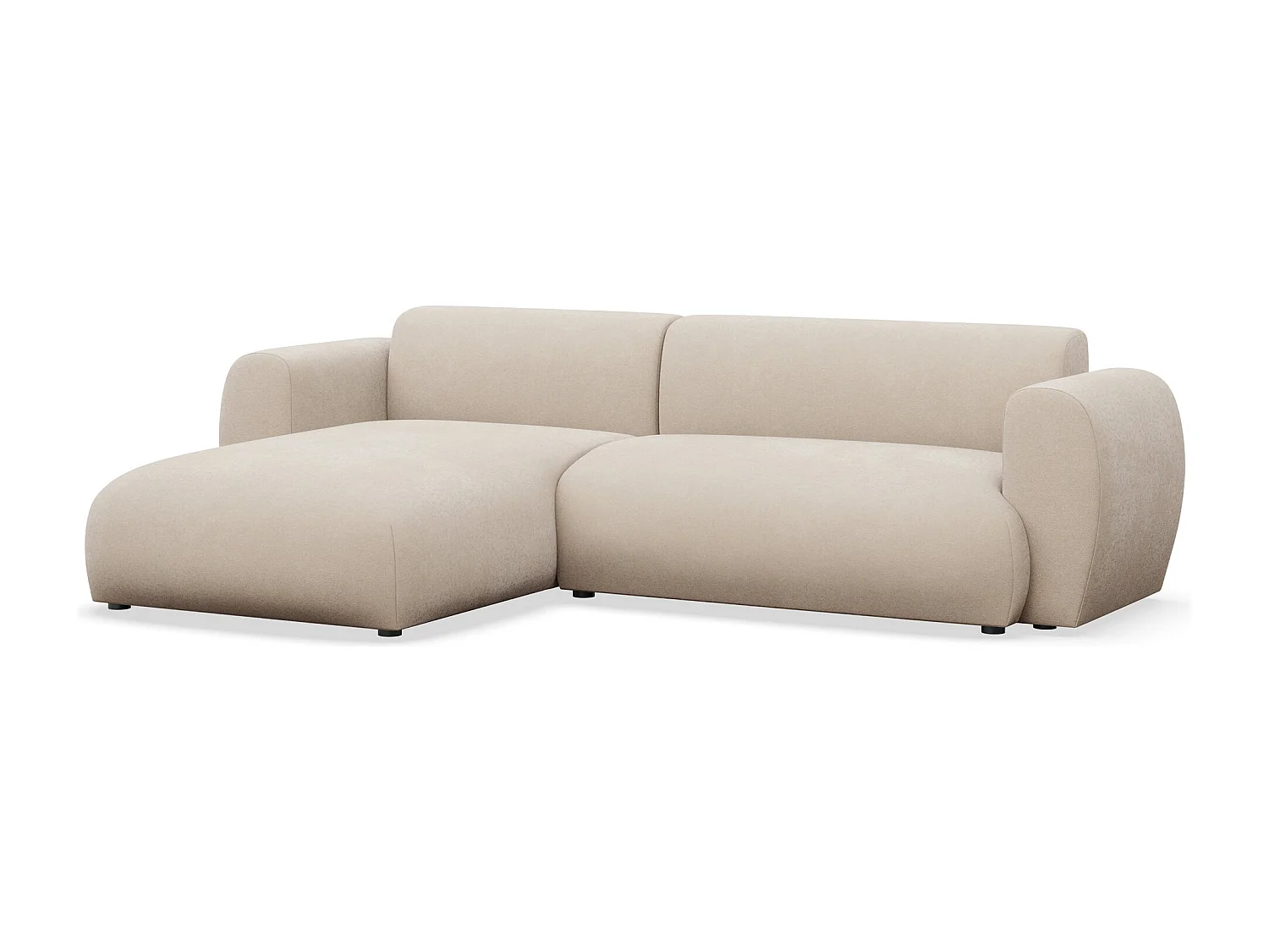 Canapé d’angle avec chenille facile d’entretien – couchage – Crème – gauche – EMIA