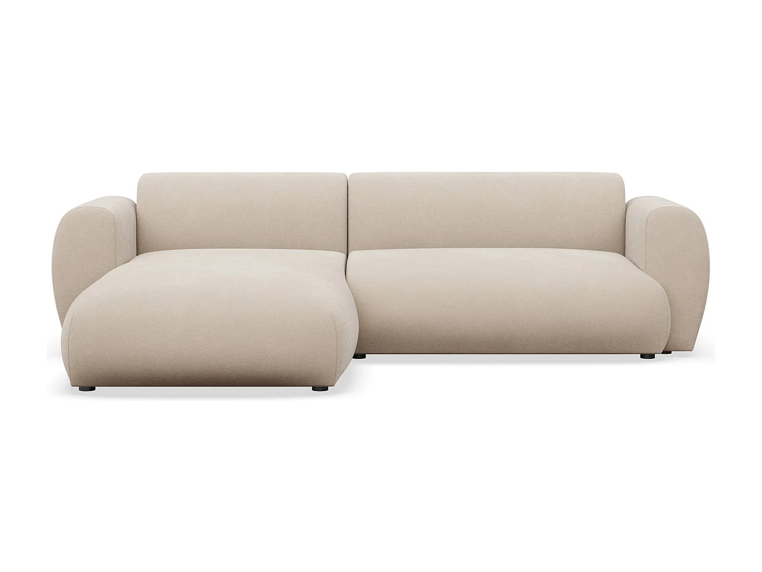 Canapé d’angle avec chenille facile d’entretien – couchage – Crème – gauche – EMIA